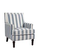 Homgoday Sillón Auxiliar Atemporal con Tapicería a Rayas Azules y Blancas, Cojín de Espuma de Alta Densidad, Marco de Madera Maciza, Patas Torneadas, Compacto y Versátil para Sala de Estar