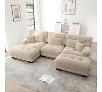 Homgoday Sofá de Diseño Vintage con Cojines Cloud-Look, Comodidad Elegante y Modular para Salón