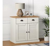 Homgoday Vigo - Aparador con cajones, color blanco, 78 x 40 x 75 cm, madera maciza de pino, armario de suelo, mueble de almacenamiento y estantes para ahorrar espacio