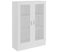 Homgoday Vitrine - Estantería con puertas de cristal, armario de almacenamiento independiente para sala de estar, oficina, aparador con estantería, color blanco, 82,5 x 30,5 x 115 cm, madera de