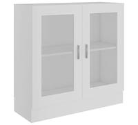 Homgoday Vitrine - Estantería con puertas de cristal, armario de almacenamiento independiente para sala de estar, oficina, aparador con estantería, color blanco, 82,5 x 30,5 x 80 cm, madera de