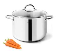 HOMICHEF Olla de 20,5 cm 3,8 litros de acero inoxidable sin níquel - Olla de 3,8 L con tapa y asa - Cacerola Pequeña 3.8 Litros con Tapa para Cocinar