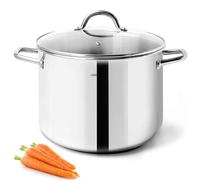 HOMICHEF Olla de 24,5 cm y 7,6 litros con tapa de acero inoxidable sin níquel - Olla saludable pulida a espejo, apta para inducción, 7,6 litros