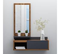 HOMIDEA Maya - Perchero de pasillo con armario y espejo en estilo moderno (nogal / antracita)