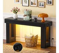 Homieasy Mesa Consola Recibidor con Enchufes USB Y Luz Sensor | Madera MDF, 35x120x85 cm, Consola Estrecha Moderna Pasillo Salón