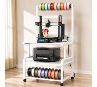 Homieasy Soporte para impresora 3D con estación de carga, mesa grande de impresora de 29.1 x 22.8 pulgadas con almacenamiento de filamentos, carrito de impresora rodante resistente con ruedas