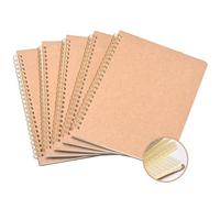 HOMIKLSA Cuaderno A5 Cuadriculado, 5 Unidades, 50 Hojas, Espiral | Espiral Dorada / Tapa Kraft DIY / Papel Cuadriculado / Pack de 5 Cuadernos A5 / 50 Hojas / Para Estudio y Oficina