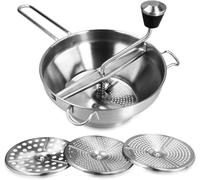 Hominas Pasapures Acero Inoxidable, Molinillo De Verduras Manual Machacador De Patatas Pasapurés con 3 Colador Fino para Mermeladas, Purés De Verduras
