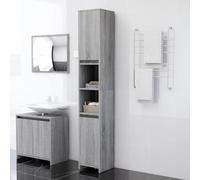 homiuse Armario de baño Madera contrachapada Gris Sonoma 30x30x183,5 cm Mueble Baño Armario Baño Mueble Auxiliar Baño Armario Escobero Madera Armario Auxiliar Armario Multiusos Diseño Elegante