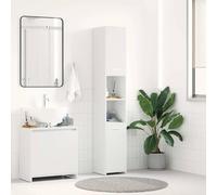Homiuse Armario de Baño Multiusos - Mueble Auxiliar Blanco 30x30x183,5 cm - Madera Contrachapada - Diseño Elegante - Escobero