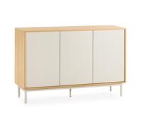HOMN LIVING Aparador Cuzco 3 Puertas Color Roble/Gris, 120 cm (Ancho) 40 cm (Profundo) 80 cm (Altura)