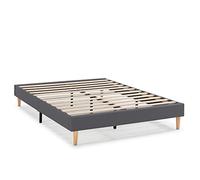 HOMN LIVING Base tapizada Aura 140x190 cm Color Gris Oscuro, somier tapizado, 30 cm Altura