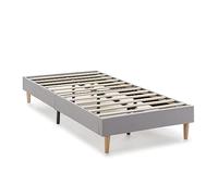 HOMN LIVING Base tapizada Aura 90x190 cm Color Gris Claro, somier tapizado, 30 cm Altura