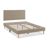 HOMN LIVING Cabecero + Base tapizada Aura 150x190 cm Color Beige, somier tapizado, 30 cm Altura