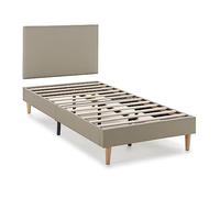 HOMN LIVING Cabecero + Base tapizada Aura 90x190 cm Color Beige, somier tapizado, 30 cm Altura