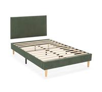 HOMN LIVING Cabecero + Base tapizada Bari 90x190 cm Color Verde, somier tapizado, 30 cm Altura