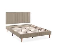 HOMN LIVING Cabecero + Base tapizada Eris 160x200 cm Color Beige, somier tapizado, 30 cm Altura