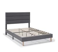 HOMN LIVING Estructura de Cama tapizada Aroma de 30 cm, Base para colchón, Somier de láminas de Madera, Montaje Sencillo, 150x190 cm, Gris Oscuro