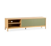 HOMN LIVING Mueble TV Nassau 2 Puertas Color Roble/Verde, 160 cm (Ancho) 40 cm (Profundo) 45 cm (Altura)
