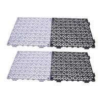 HOMOBABE 4 Piezas Alfombrilla Antideslizante de Plástico Negro, Modular, | Baldosas de 11, 8 Pulgadas, Textura Base, Fácil Limpieza, Uso Comercial