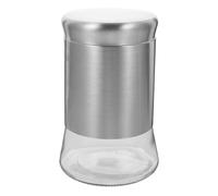 HOMOBABE Salero de Condimentos de 1100ml en Acero Inoxidable y Vidrio | Tamizado Manual Tapa Perforada, Cuerpo de Vidrio Transparente, Diseño Moderno para Cocina y Buffet