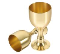 HOMOCONO 2 Vasos y Capacidad Adecuada para Uso Ceremonial y Religioso de Latón Dorado Duraderos y Fáciles de Limpiar Diseño Único para Ofrendas