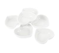 HOMOCONO 6 Platos Pequeños Color Blanco Estilo Japonés de Cerámica Forma de Corazón para Salsa y Condimentos Ideales para Restaurantes y Decoración de Mesa Reutilizable