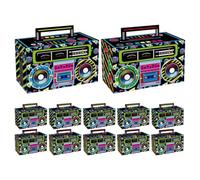 HOMOCONO Cajas de Papel para Dulces Estilo Retro Década los 80, 12 Unidades, Diseño Cassette Vintage, Caja Multifunción para Regalos y Decoraciones de Fiesta Temática Vintage