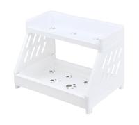 HOMOCONO Estante para Cosméticos de Plástico Blanco de 2 Capas Diseño Hueco y Acabado Liso, Organizador Práctico para Almacenamiento en Baño y Cocina
