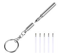 HOMOCONO Llavero Mini Bolígrafo de Acero Inoxidable con Bolígrafo Extensible y Recambios, Portátil Escritura Suave para Decoracion Colegio y Viajes