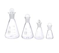 HOMOCONO Matraz de Tinte de Vidrio de Borosilicato de Alta Resistencia Térmica, Capacidad 250ml, Práctico para Aplicaciones Científicas y Laboratorio, Paquete de 4 Piezas
