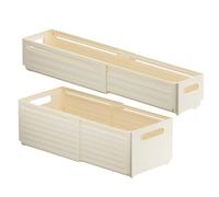 Homoyoyo 2 Piezas Caja Organizadora Extensible de PP Beige | Ahorra Espacio y Ordena Cajones, Fácil de Encontrar Artículos, Adecuado para Armarios y Estudiantes