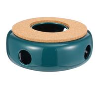 Homoyoyo Calentador de Tetera Cerámico Verde para Oficina y Casa, Calentador de Té Base Hueca de Cerámica y Madera para Mantener la Bebida Caliente
