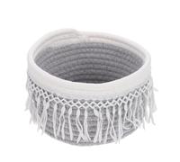 Homoyoyo Cesta de Almacenamiento Tejida de Algodón con Borlas Estilo Bohemio Organizador de Escritorio para Decoración del Hogar Soporte para Objetos y Caja Multiusos