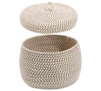 Homoyoyo Cesta Redonda de Cuerda de Algodón con Tapa y Aro, Decorativa | Tejido Multicolor, Estilo Minimalista Elegante, Almacenamiento Portátil, para Correo y Artículos de Niño Niña