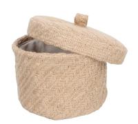 Homoyoyo Cesta Tejida de Yute y Algodón para Almacenamiento de Cosméticos y Artículos Pequeños Tapa, Diseño Sencillo y Elegante para Escritorio y Hogar
