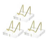 Homoyoyo Expositor Acrílico para Minerales y Piedras Preciosas Estructura Metálica, Set de 3 Soportes para Organización y Exhibición en Vitrinas