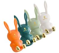 Homoyoyo Ganchos Multifuncionales de Pared Diseño de Conejo para Colgar Abrigos y Llaves, 4 Piezas de Abs Superficie Lisa, Estilo Adorable para Decoración Infantil