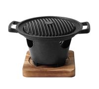 Homoyoyo Parrilla para Barbacoa de Interior, Estufa de Parrilla Pequeña para Asar, para Casa, sin Humo, Aluminio y Madera, para Pescado y Pollo, Fácil de Usar y Guardar