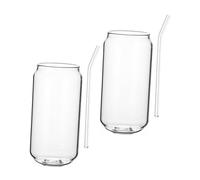 Homoyoyo Vasos de Vidrio Pajita Resistente al Calor Juego de 4 de 350ml y 500ml para Café, Té y Cócteles en Reuniones Familiares y Fiestas