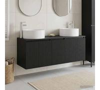 Hompiper Set de Muebles de Baño Moderno, Vanidad de Pared con Amplio Almacenamiento, Negro, 49.5x44.5x65.5 cm, Instalación Personalizable, Diseño Elegante y Duradero
