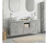 Hompiper Set de Muebles de Baño Montado en Pared, Gris Hormigón, 49.5x35x63 cm, con Amplio Almacenamiento y Puertas de 90°, Fácil Ensamblaje, Estilo Moderno y Duradero