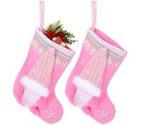 HOMSFOU 2 Piezas Media de Navidad Colgante de Muñeca sin Rostro Rosa, Felpa | Decoración Festiva Clásica, Tela No Tejida y Relleno PP Algodón, para Escena Navideña del Hogar