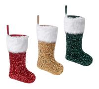HOMSFOU 3 Piezas Calcetines Navideños de Tela Diseño Delicado y Bolsa para Dulces, Decoración Colgante para Árbol o Ventana en Navidad, Set