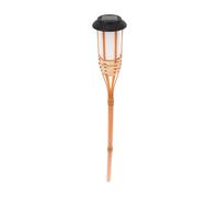HOMSFOU Antorcha Solar de Bambú para Jardín 12 Lámparas Led, Batería de 600mah, Resistente y Compacta para Decoración Exterior en Césped y Patio
