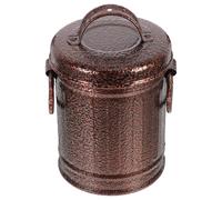 HOMSFOU Cenicero Pequeño de Hierro Vintage con Tapa, Diseño Cubo | Contenedor de Cenizas Marrón, Uso en Café y Buffet, Estilo Retro Metálico, Portátil