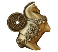 HOMSFOU Figura de Caballo Chino 2026 en Latón Sólido, Adorno Dorado | Acabado Pulido y Brillo Duradero, Estilo Clásico Contemporáneo, para Altar Feng Shui, Entrada y Celebraciones