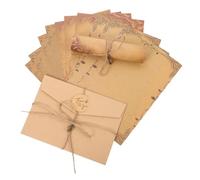HOMSFOU Juego de Sobres Vintage Papel Kraft Papeles para Escribir Cartas, Tamaño Pequeño, Set de 3 Kits Cuerda de Yute para Correspondencia Personal y Regalos Obsequios