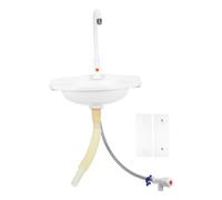 HOMSFOU Lavabo de Baño de Esquina de Montaje en Pared, Fregadero de Esquina Suspendido Triangular, Plástico y Acero Inoxidable, Blanco, para Baño y Lavadero, Compacto para Uso Doméstico
