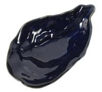 HOMSFOU Plato Pequeño de Cerámica Negra Forma Irregular de Ostra | Bandeja para Aperitivos y Snacks, Presentación Artesanal en Mesa, Acabado Liso para Té y Buffet